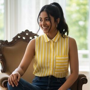 Darling Vintage 100% SILK Sleeveless Popover S